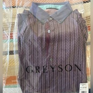 NWT Greyson Feather Bone Polo in Windflower size Large